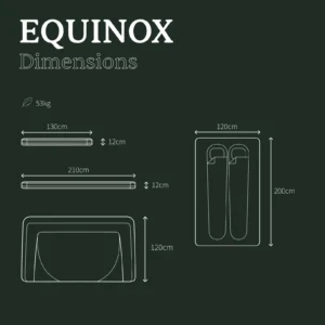 Schéma des dimensions de la tente de toit Go Overland Equinox