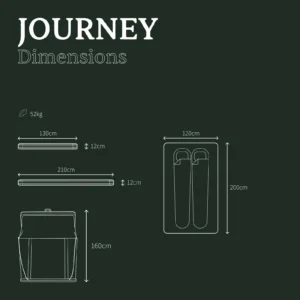 Schéma des dimensions de la tente de toit Go Overland Journey