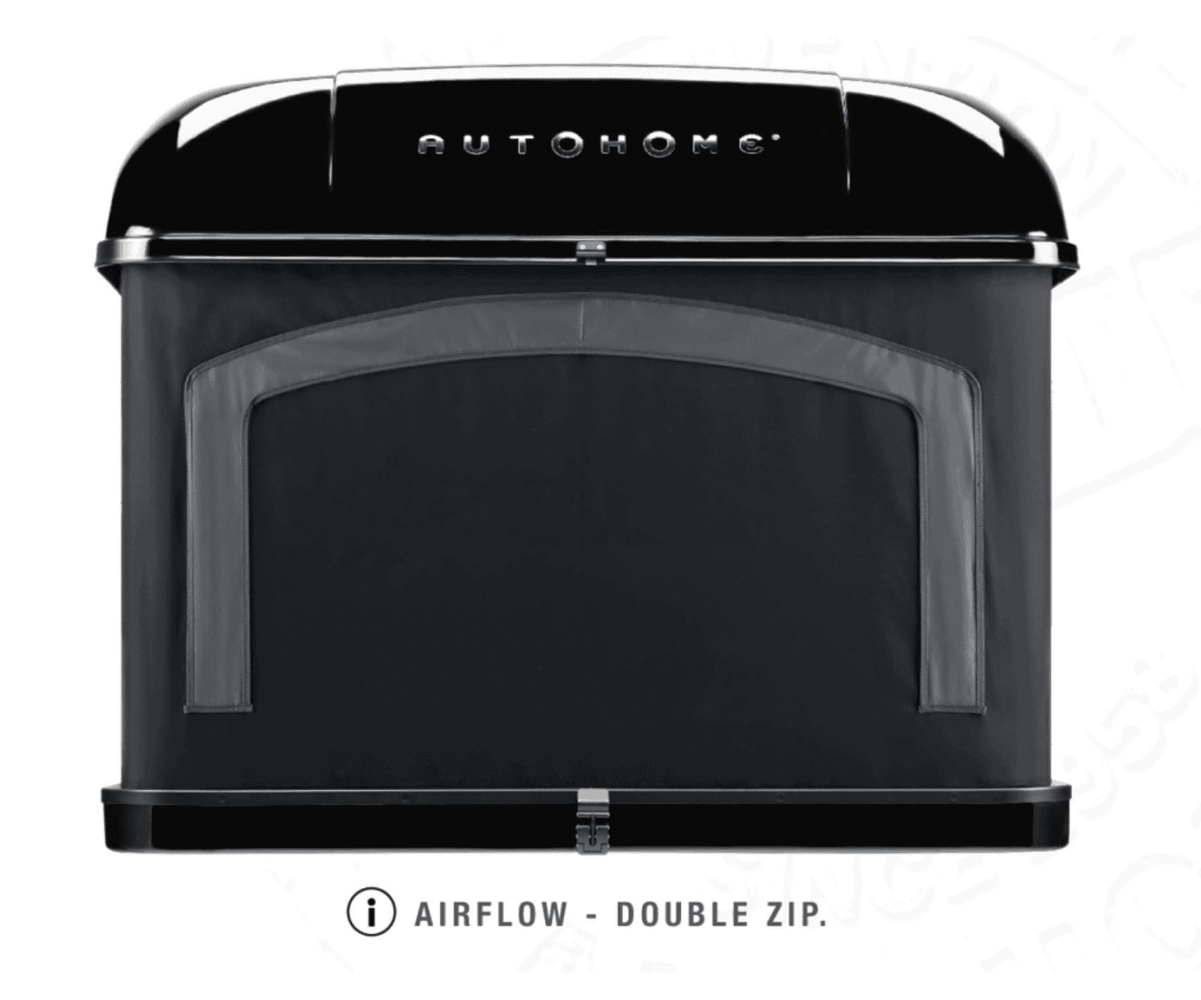 Tente de toit AirSky 360 Autohome vue arriere avec panneau frontal et fermeture double zip